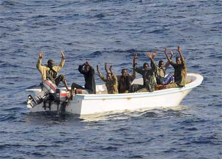 Suspected pirates detained by the US navy Thursday, apprehended after trying to board an Indian ship(Photo: Reuters)