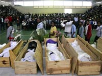 Malagasy mourners view bodies of protestors shot and killed by security forces(Credit: Reuters)