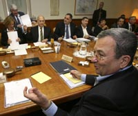 Israel's Defence Minister Ehud Barak at a cabinet meeting in Jersualem, March 8, 2009.
photo: Reuters/Dan Balilty