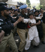 Police arrest a party activist in Hyderabad(Photo: Reuters)