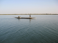 Mamadou Sinayogo on his pirogue(Photo: Daniel Brown)