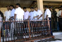 A rack of guns surrendered to the Sri Lankan army by former rebels under "Colonel Karuna" who switched to the government, Batticoloa, 7th March 2009.

photo: Reuters