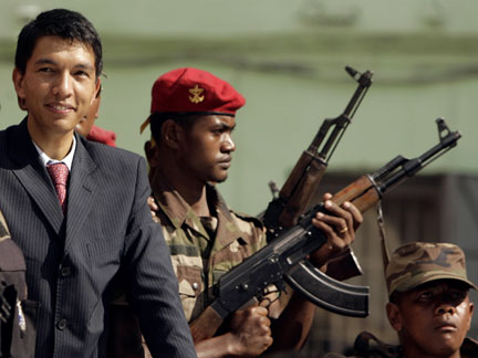 Andry Rajoelina at the presidential palace in Antananarivo on Tuesday(Photo: Reuters)