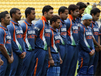 Indian cricket players observing a minute's silence for the victims of the Lahore attack(Photo: Reuters)