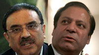 Asif Ali Zardari, president of Pakistan (L) and Nawaz Sharif, leader of PML-N (R).(Photos: Reuters/AFP)