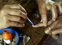An election official marks a voter's finger in Meghalaya State
(Photo: Reuters)