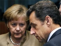 Germany's Chancellor Angela Merkel and French President Nicolas Sarkozy (R) at an EU leaders summit in Brussels on 20 March 2009.(Photo: Reuters)