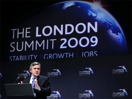 Britain's Prime Minister Gordon Brown speaks at a news conference after the G20 summit in London on 2 April 2009. (Photo: Reuters)