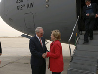 U.S. Secretary of State Hillary Clinton is greeted by newly appointed U.S Ambassador to Iraq Chris Hill in Baghdad(Photo: Reuters)