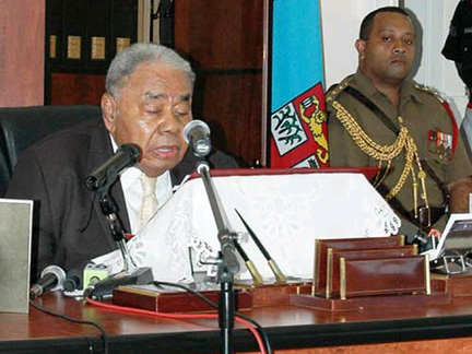 Fiji's President Ratu Josefa Iloilo makes a televised address(Photo: Reuters)