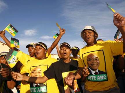Supporters of ruling African National Congress (ANC) President Jacob Zuma campaign in Cape Town's Mitchells's Plain township, earlier this week(Photo: Reuters)