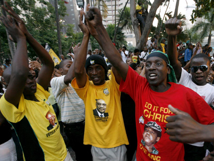 Supporters of ruling African National Congress President Jacob Zuma on Friday(Photo: Reuters)