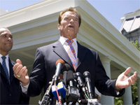 Californian Governor Arnold Schwarzenegger at the White House on 19 May(Photo: Reuters)