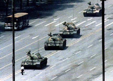 A man blocks a column of army tanks on Changan Avenue east of Tiananmen Square in Beijing on June 5, 1989.(Photo: Reuters/Arthur Tsang)