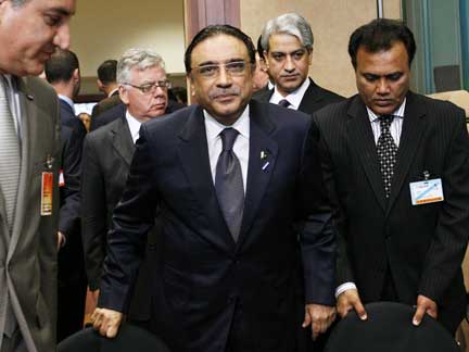 Pakistan President Asif Ali Zardari arriving for the EU summit in Brussels on June 17. (Photo: Reuters)