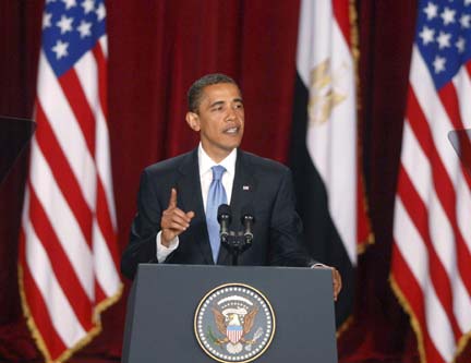 US president Barak Obama speaking in Cairo, 4 June 2009(Photo: Reuters/MENA)