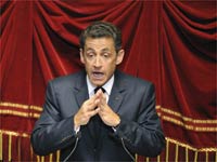 France's President Nicolas Sarkozy delivers a speech at a special congress of both houses of Parliament at Versailles, 22 June 2009.
(Photo: Reuters/Eric Feferberg)