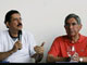 Ousted Honduras president Manuel Zelaya (L) and Costa Rican head of state Oscar Arias speaks to the press at Juan Santamaria airport, Costa Rica, 28 juin 2009.(Photo: Reuters)