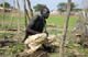 A man squats on the foundation of a house destroyed during fighting in Abyei town on 8 July(Photo: Reuters)