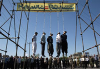 Five people publicly hanged in Mashhad, Iran, August 2007(Photo: AFP)