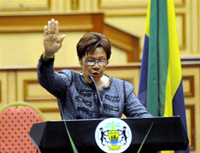 Rose Francine Rogombe is sworn in as acting head of state in June.(Photo: AFP)
