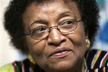 Liberian President Ellen Johnson Sirleaf denies being a member of a movement led by Charles TaylorPhoto : AFP