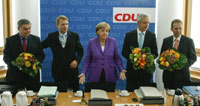 German Chancellor Angela Merkel (C), leader of the CDU at party leaders' meeting, Berlin, 31 August 2009.(Photo: Reuters/Fabrizio Bensch)