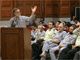 Mohammad Atrianfar (L), dressed in prison uniform, speaks at the trial(Photo: Retuers)