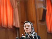French language teaching assistant Clotilde Reiss testifies during her trial at the Revolutionary court in Tehran (Credit: Reuters)