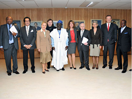 Candidates for Unesco Director-General. Farouk Hosny is second from the left.(Photo: Unesco/Michel Ravassard)