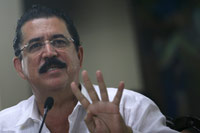 Manuel Zelaya during a televised address, 27 June 2009.(Photo: Reuters)