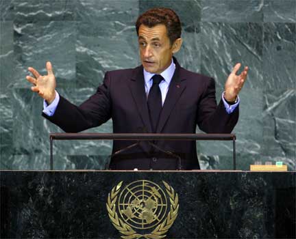 French president addresses 64th UN General Assembly in NYC, 23 September 2009(Photo: Reuters)