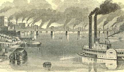 Pittsburgh in the 19th century - the city hopes to replace its depleted heavy industry through the green economy(Credit: Mr Kilbert and "Tarbell" - possibly Edmund N. Tarbell)