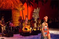 Ebony Bones performing at Jean-Charles de Castelbajac's 'Pirates! Parrots! and Paradise!' show(Photo: Carly Jane Lock)