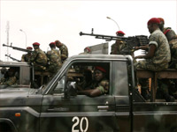 Soldiers keep watch at the international airport in Conakry(Credit: Reuters)