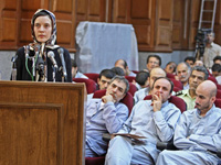 Clotilde Reiss in her first court hearing, 8 August 2009(Photo: Reuters)