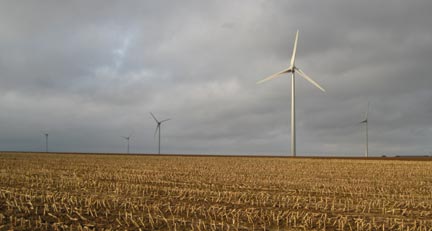 Wheat and wind power, Fruges, Normandy, October 2009(Photo: Alison Hird/RFI)