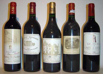 Bordeaux's top-classed wine - the big five grands crus(Photo: Wikimedia commons)