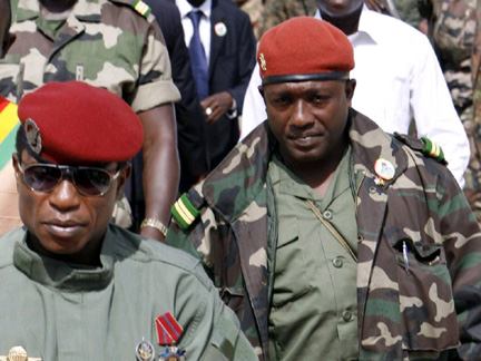 Diakité (right) flanks Guinea junta chief Captain Moussa Dadis Camara in October(Photo: Reuters)