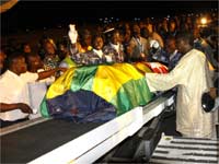 Togolese government officials receive the remains Togolese assistant soccer coach Amalete Abalo(Credit: Reuters)
