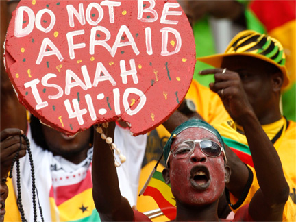 A Ghana soccer fan cheers during their quarter-final against Angola(Photo: Reuters)