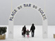 People walk on a snow-covered beach in Deauville, northwest France.Photo: Reuters