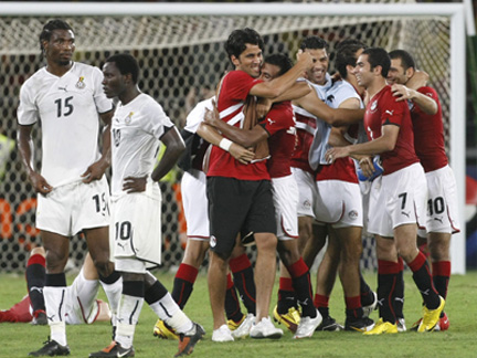 Egypt's players celebrate victory after their African Nations Cup final against Ghana.Photo: Reuters