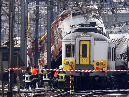 Rescue teams at the site of the train crash in Halle.Photo: Reuters