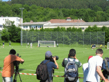 La prensa internacional ha invadido el campo de entrenamiento ecuatoriano en Bad Kissingen.Foto: Mauricio Latorre/RFI