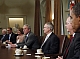 Los candidatos de los partidos republicano (John McCain, izq.) y demócrata (Barack Obama, der.) reunidos el jueves con el presidente norteamericano, George W. Bush.Foto: Reuters