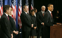 El presidente electo de Estados Unidos, Barack Obama, presenta su equipo económico a la prensa, el 24 de noviembre en Chicago.Foto: Reuters