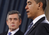 El presidente Barack Obama y el primer ministro Gordon Brown durante la rueda de prensa en Londres. Foto: Reuters