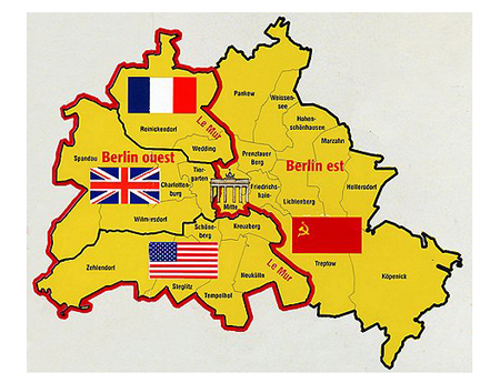 Berlín fue dividida en cuatro sectores al fin de la Segunda Guerra Mundial.(D.R.)