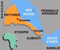 پاسداران در بندر آساب در اریتره(Carte : RFI)